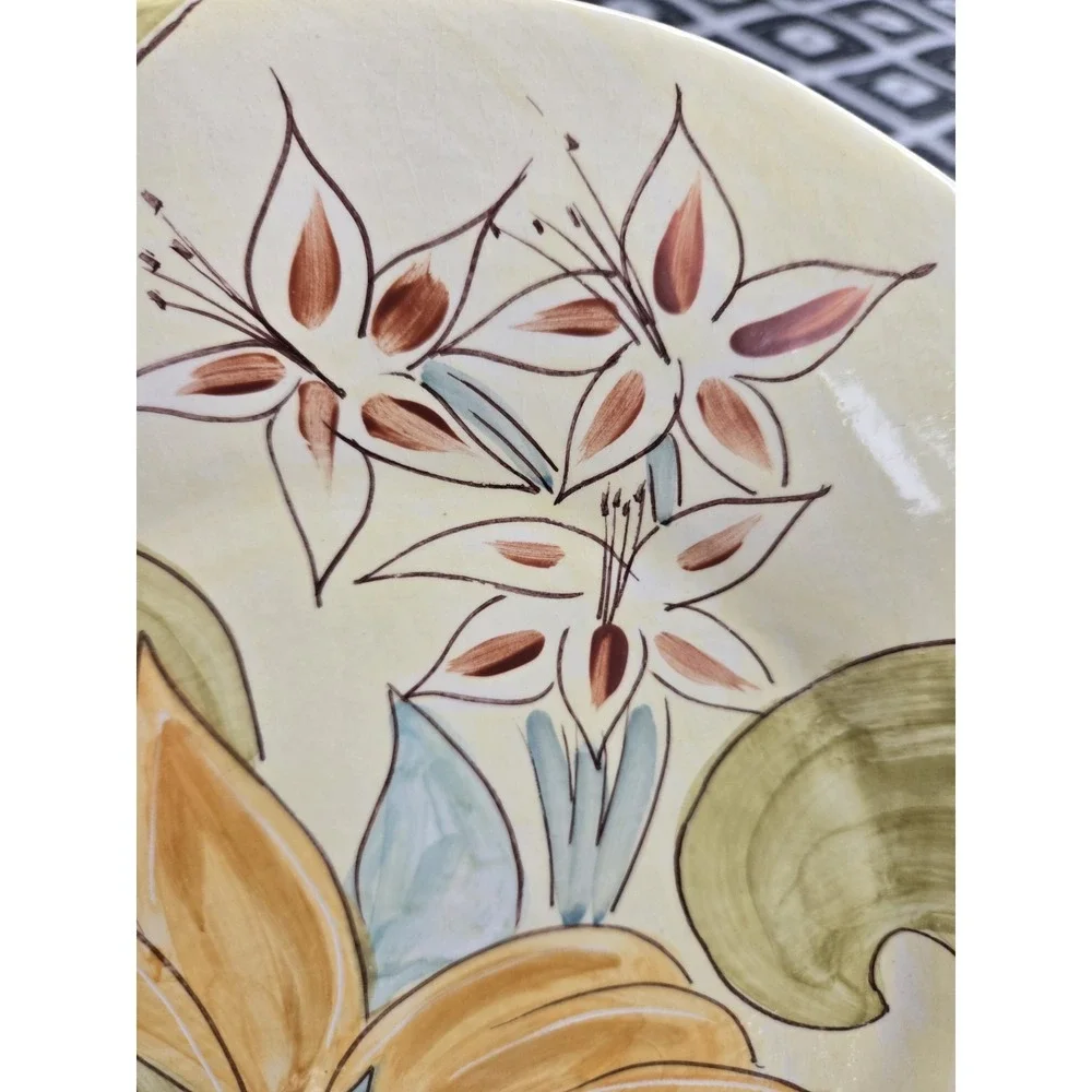 Pier 1 Charger Plate Siena Floral Italy‎ Hand Painted Earthenware Large